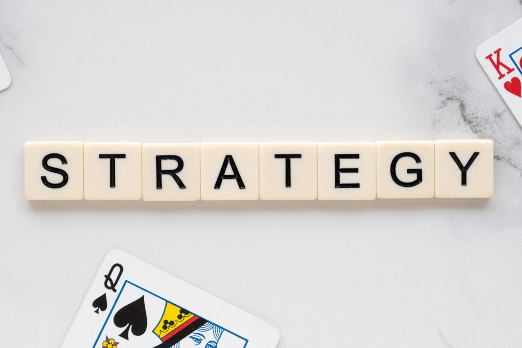 Image of Scrabble Tiles spelling Strategy